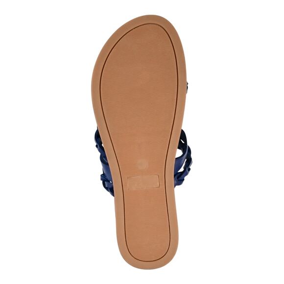 Journee Women's Colette Braided Strappy Flat Slide Sandals Blue Size 8 1/2 - Picture 5 of 5